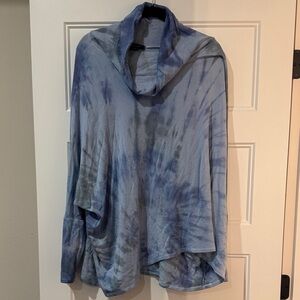Yana K Relaxed Cowl Neck Tie-Dye Top - Blue